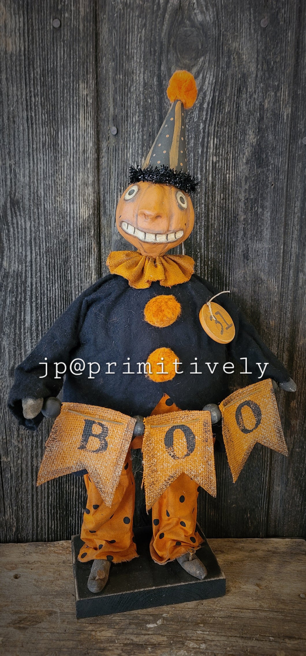 BOO clay head pumpkin