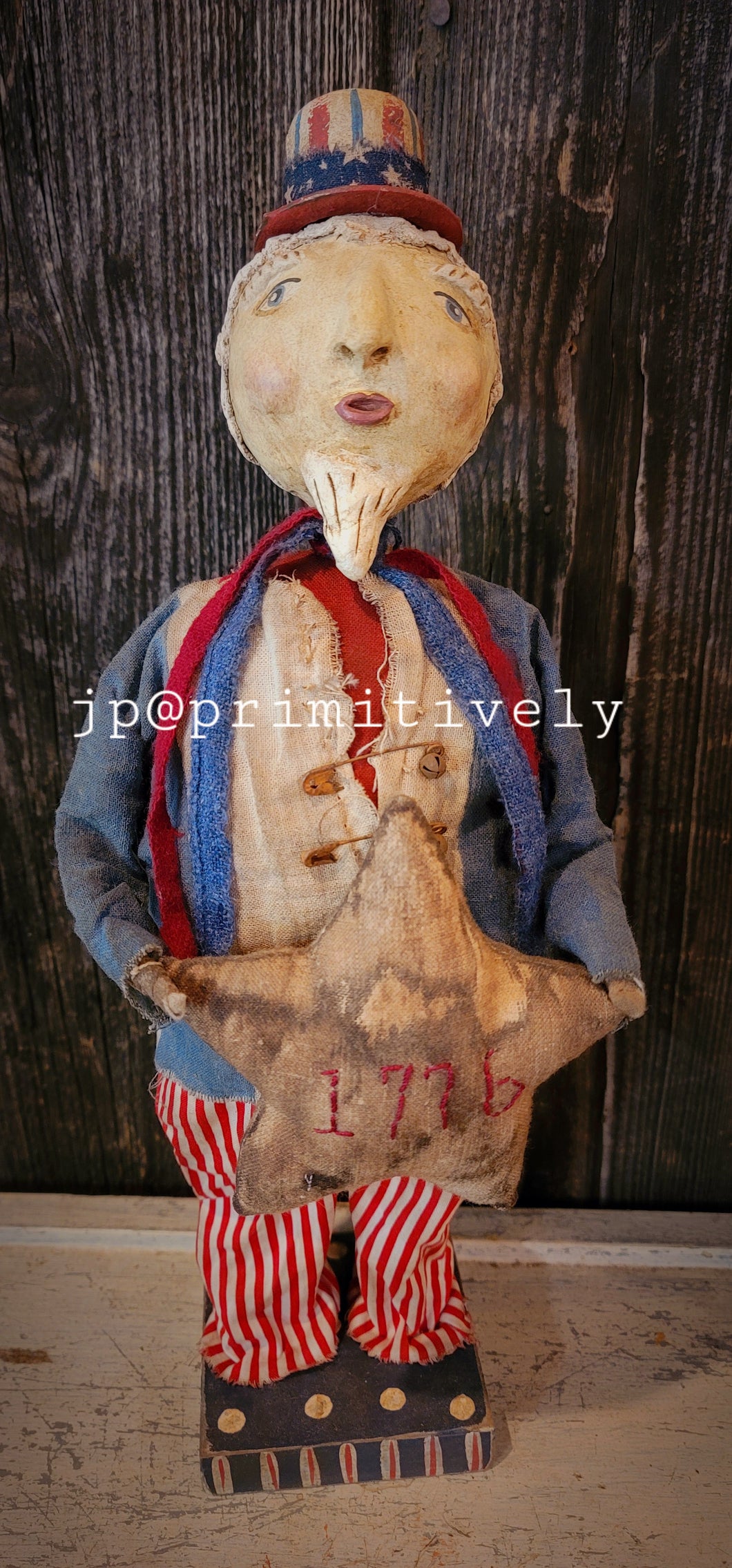 Patriotic Uncle Sam with feedsack star